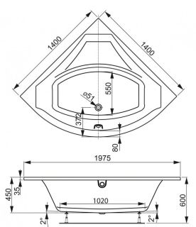 Акриловая ванна VagnerPlast Veronela Corner VPBA140VEA3X-04 140см белый